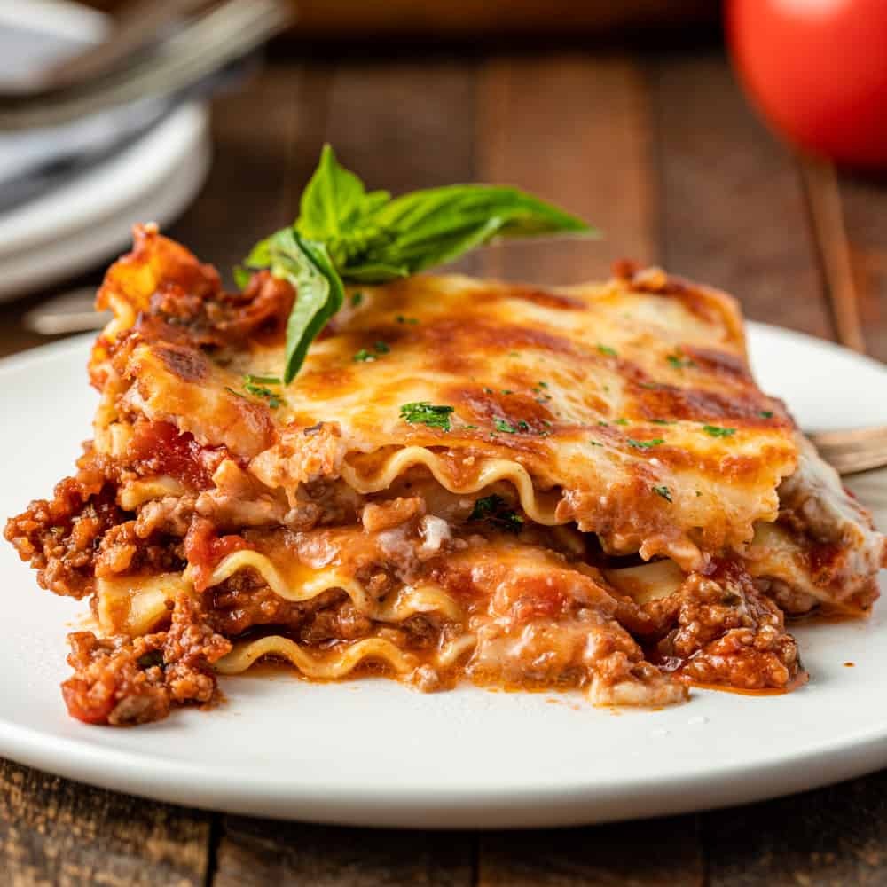 Home homemade italian lasagna square